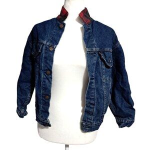 Vintage Levi Jacket SIze M Buffalo Plaid Flannel Lining Denim Jean Small Adult B